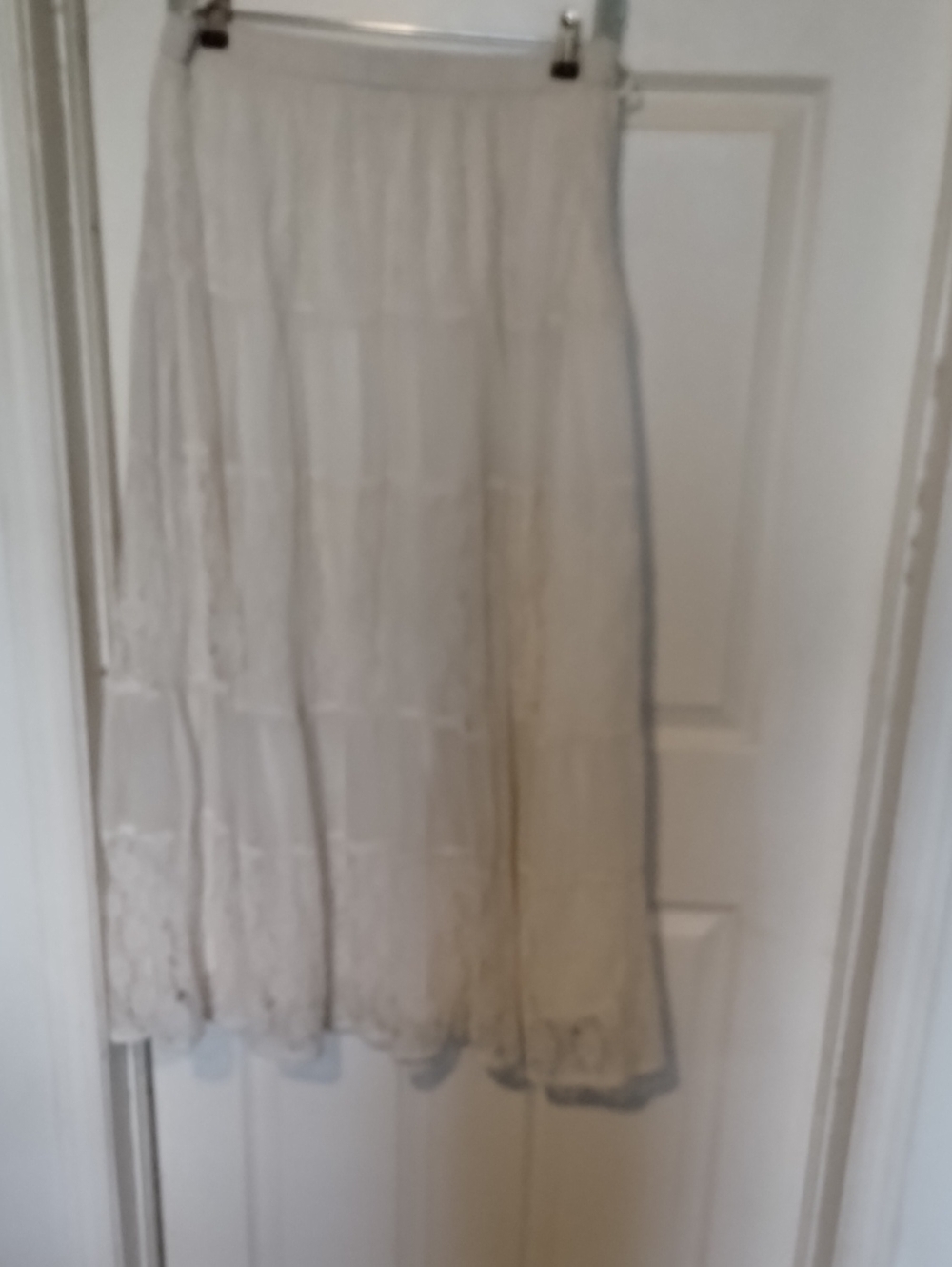 PARAGON White Elastic Long Waist Skirt Size Xl Peasant/Hippie Style